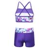 Yartina Flower Girls 2Pcs Ballet Dance Outfits Mermaid Tankini Swimsuit Shiny Crop Tops with Booty Shorts Swallowtail Blue 12 view 2