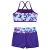 Yartina Flower Girls 2Pcs Ballet Dance Outfits Mermaid Tankini Swimsuit Shiny Crop Tops with Booty Shorts Swallowtail Blue 12 view 3