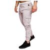 WUAI-Men Cargo Pants Elastic Waist Slim Fit Athletic Jogger Pants Drawstring Khaki Chinos Trousers Sweatpants(White,3X-Large) view 2