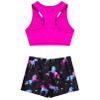 Moily Kids Girls Gymnastics/Dance/Sports Two Piece Outfit Racer Back Crop Top with Booty Shorts Swimwear Dark Night Black 8-10 view 2
