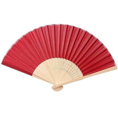 DUO ER 20/40pcs Personalized Screen-Printing Silk Hand Fan Wedding Fold Fan Vintage Fans Customized Wedding Favor (Color : Wine red no Bag, Size : 40pcs)