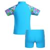 Yartina Kids Girls Rash Guard Swimsuit 2Pcs Sets Floral Print Short Sleeve Shirt with Booty Shorts Tankini Sky Blue 6 view 4
