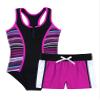 renvena Girl's 2 Piece Tankini Sets Front Zipper Swim Bodysuit with Shorts Bathing Suit Swimwear Beachwear Rose Red 14 view 1