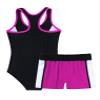 renvena Girl's 2 Piece Tankini Sets Front Zipper Swim Bodysuit with Shorts Bathing Suit Swimwear Beachwear Rose Red 14 view 2