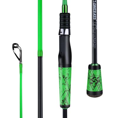 One Bass Fishing Pole 24 Ton Carbon Fiber Casting and Spinning Rods - Two Pieces, SuperPolymer Handle Fishing Rod for Bass Fishing -Green-Spin-6'6"