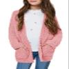 CNJFJ Girls Kids Casual Cardigans Sweaters Open Front Knitted Sweater Outwears with Pockets Pink view 1