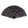 DUO ER Fan Peacock Pattern Folding Hand Held Embroidered Sequin Gift Fan (Color : E, Fan Size : 9.5 inches) view 1