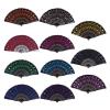 DUO ER Fan Peacock Pattern Folding Hand Held Embroidered Sequin Gift Fan (Color : E, Fan Size : 9.5 inches) view 2