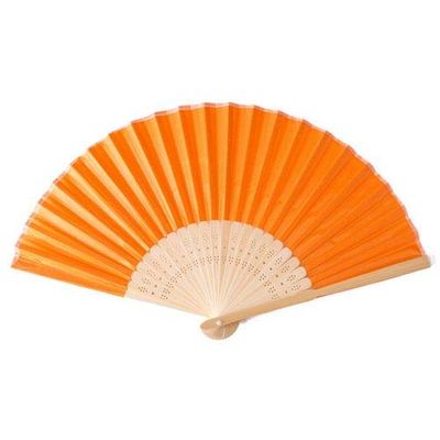 DUO ER 20/40pcs Personalized Screen-Printing Silk Hand Fan Wedding Fold Fan Vintage Fans Customized Wedding Favor (Color : Orange no Bag, Size : 40pcs)