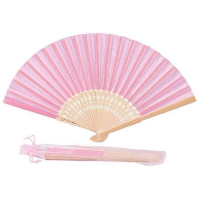 DUO ER 20/40pcs Personalized Screen-Printing Silk Hand Fan Wedding Fold Fan Vintage Fans Customized Wedding Favor (Color : Pink with Bag, Size : 40pcs)