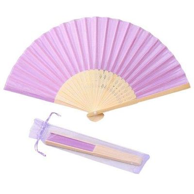 DUO ER 20/40pcs Personalized Screen-Printing Silk Hand Fan Wedding Fold Fan Vintage Fans Customized Wedding Favor (Color : Light Purple and Bag, Size : 40pcs)