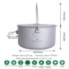 usharedo Outdoor 1950ml Titanium Pot with Lid Folding Bail Handle Camping Hiking Picnic Ultralight Water Bottle Cup Mug Spork Set 1pcs (Ti2044C) view 2