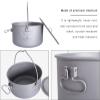 usharedo Outdoor 1950ml Titanium Pot with Lid Folding Bail Handle Camping Hiking Picnic Ultralight Water Bottle Cup Mug Spork Set 1pcs (Ti2044C) view 4