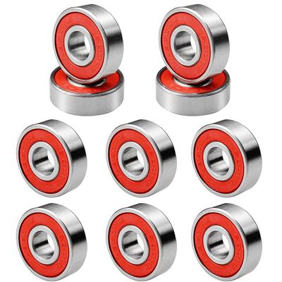 10PCS Skateboard Bearings Mini Steel Bearings, Skateboard Bearings Double Shielded Ball Bearings 608RS- ABEC-7 Replacement Parts Red