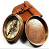 Antiqued Brass Poem Compass with Leather Case view 2
