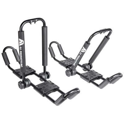 AA-Racks J-Style Bilateral Folding Kayak Carrier for Canoe, 180 Folding Motion Kayak Roof Rack for SUP,Surfboard and Ski Board on SUV, Car and Truck