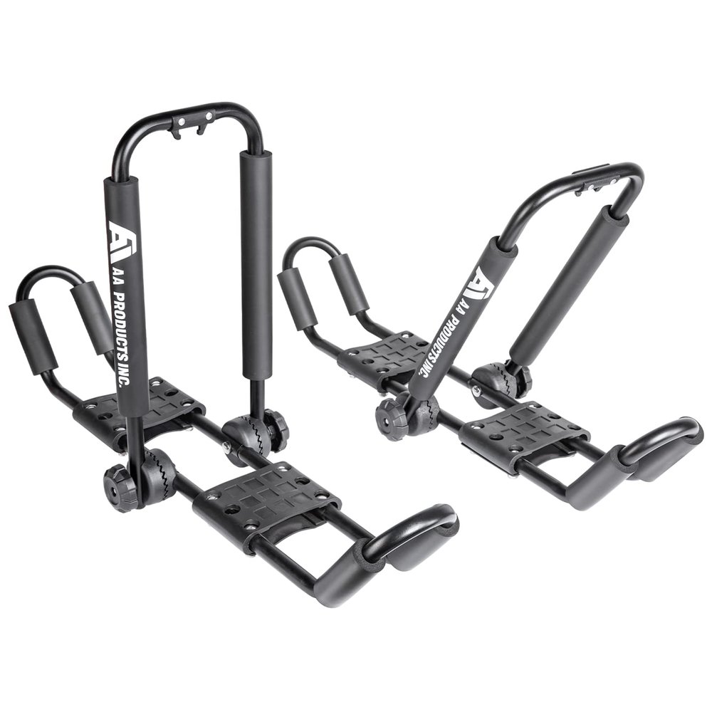 AA-Racks J-Style Bilateral Folding Kayak Carrier for Canoe, 180 Folding Motion Kayak Roof Rack for SUP,Surfboard and Ski Board on SUV, Car and Truck