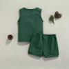 Ledy Champswiin Toddler Boy Summer Clothes Solid Outfit Button Cotton Tops Pocket Drawstring Shorts 2pcs (Pocket Green, 2-3T) view 3