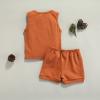 Ledy Champswiin Infant Baby Boy Summer Clothes Solid Outfit Button Cotton Tops Pocket Drawstring Shorts 2pcs (Pocket Brown, 0-6 Months) view 3