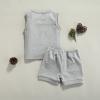 Ledy Champswiin Infant Baby Boy Summer Clothes Solid Outfit Button Cotton Tops Pocket Drawstring Shorts 2pcs (Pocket Grey, 6-12 Months) view 3