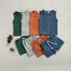 Ledy Champswiin Toddler Boy Summer Clothes Solid Outfit Button Cotton Tops Pocket Drawstring Shorts 2pcs (Pocket Blue, 2-3T) view 2