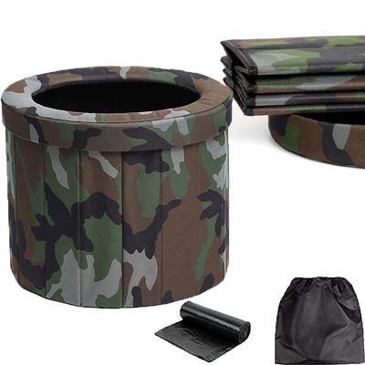 WZFANJIJ Portable Folding Toilet, Washable ABS Plastic Camping Toilet for Travel Suitable for Travel, Outdoor Commode Hiking, Camping, Boating, Traffic Jam,Camouflagegreen