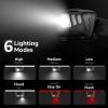 Lepro LED Headlamp Flashlights, 1500Lux Head Lamp with 6 Lighting Modes and Red Light, IPX4 Waterproof Headlamp for Camping Hiking Backpacking Fishing, Adjustable Headband Suit for Adults Kids 2 Pack view 2