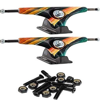 Gullwing Trucks Charger Spectrum Skateboard Reverse Kingpin Trucks - 6.25" Hanger 9.0" Axle with 1" Raven Black Hardware - Bundle of 2 items
