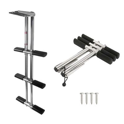 JLXJ 3 Steps Telescopic Ladder for Boat/Swimming Pool, Stainless Steel Dual Vertical Telescoping Tube Ladders for Marine Pontoon, Load: 200kg
