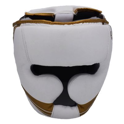 Ultimatr - Elite Head Guard White Gold - Boxing MMA Muay Thai Taekwondo Training (L/XL)