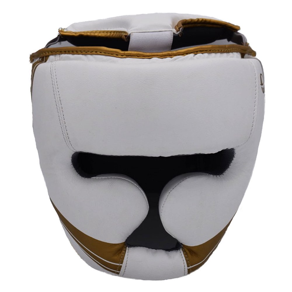 Ultimatr - Elite Head Guard White Gold - Boxing MMA Muay Thai Taekwondo Training (L/XL)