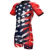 Sparx Mens Triathlon Suit - Aero Triathlon Suit Men - Short Sleeve Tri Suit Racesuit (2XL, US Flag) view 1