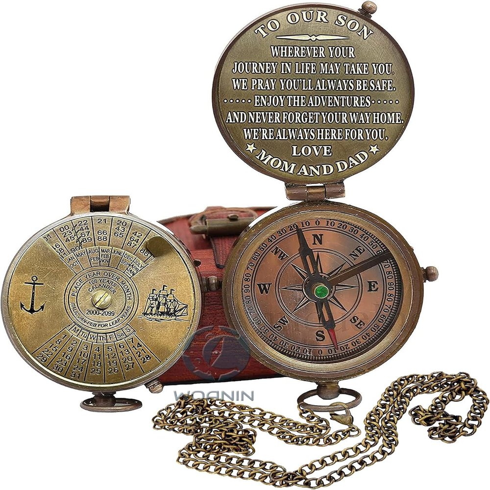 Personalized Son Gifts, to Our Son Gift Compass / 100 Year Calendar Compass, Personalized Compass Gift for Son/to Our Son Gifts/Son Gift (Our Son- Mom & Dad)