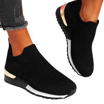 oiangi Women's Athletic Walking Shoes Casual Mesh-Breathable Comfortable Non-Slip Work Sneakers Black