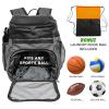 Xelfly Basketball Backpack with Ball Compartment  Sports Equipment Bag for Soccer Ball, Volleyball, Gym, Outdoor, Travel, Team  2 Bottle Pockets, Includes Laundry or Shoe Bag  25L (Gray) view 3