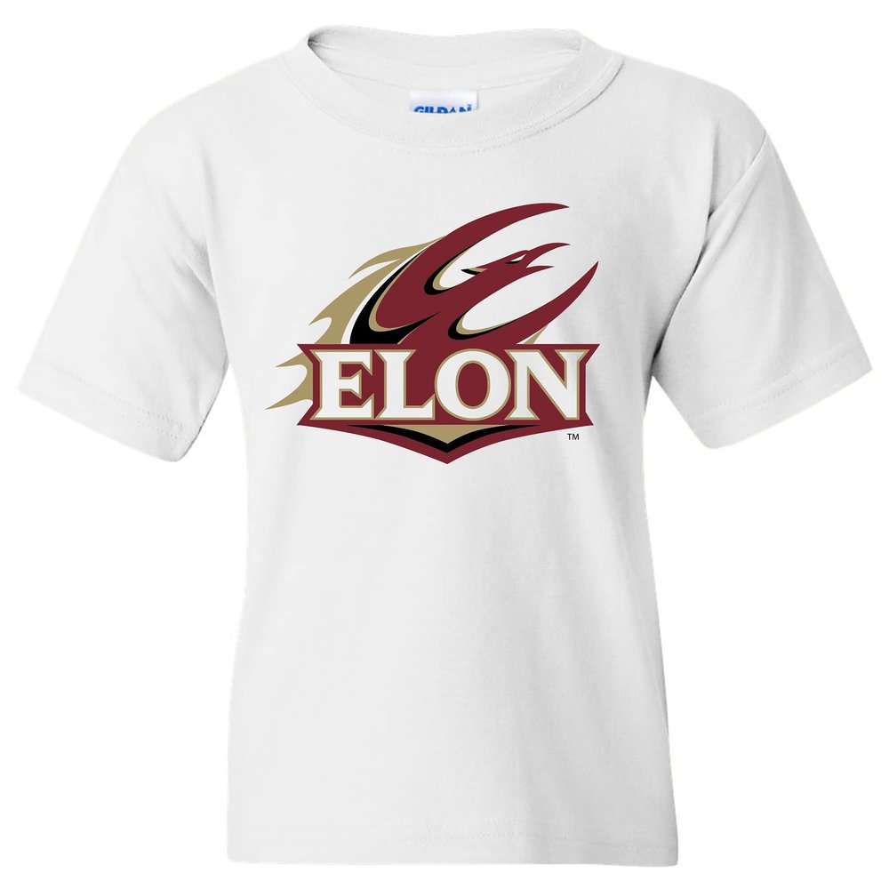 YS02 - Elon Phoenix Primary Logo Youth T Shirt - Large - White
