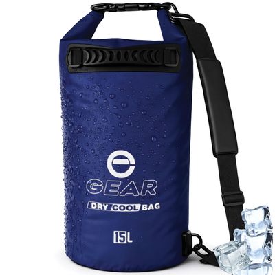 Enthusiast Gear 15L Insulated Floating Cooler Bag, Waterproof, Portable, Collapsible, Padded Shoulder Strap, Perfect for Kayaking, Hiking, Boating, Beach