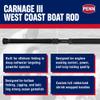 Penn Carnage III Boat Conventional Fishing Rod, Silver/Black/Gold, 7' - Extra Heavy - 80-130lb - 1pc view 2