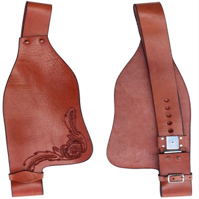 CHALLENGER Horse Western Adult Tooled Tan Leather Replacement Saddle Fenders 5229DT