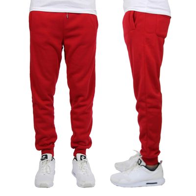 Galaxy by Harvic Mens Slim Fit Fleece Joggers with Side Pockets Red