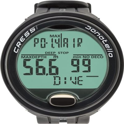 Cressi Donatello Wrist Dive Computer - Black/Black - Air & Nitrox Modes Dive Watch - HD Backlit Display Sports Watch - Free Diving Gauge