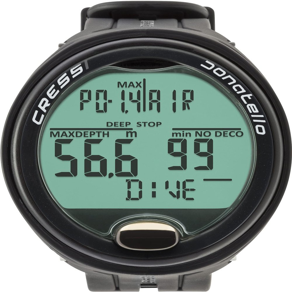 Cressi Donatello Wrist Dive Computer - Black/Black - Air & Nitrox Modes Dive Watch - HD Backlit Display Sports Watch - Free Diving Gauge