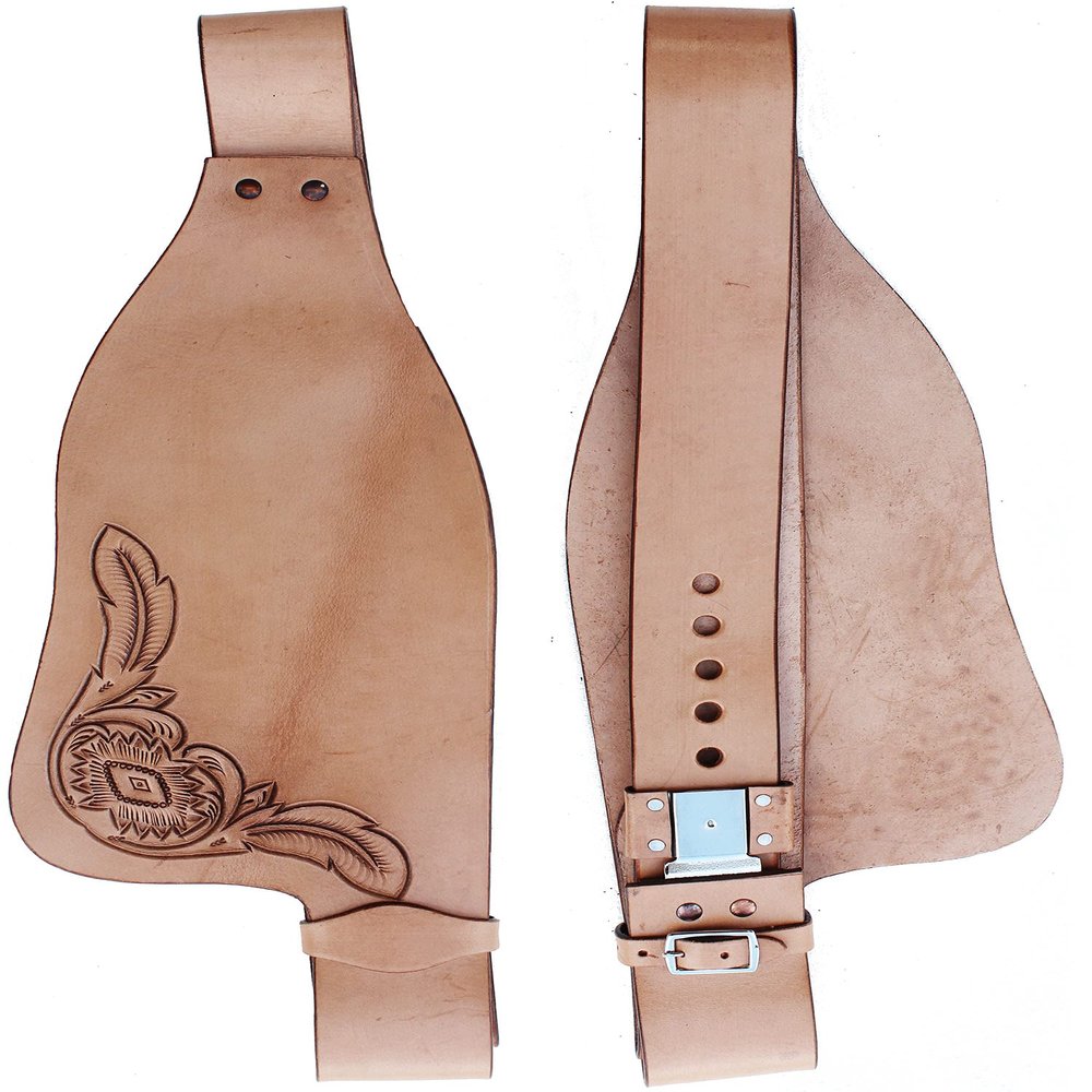 CHALLENGER Horse Western Adult Tooled Tan Leather Replacement Saddle Fenders 5229TN