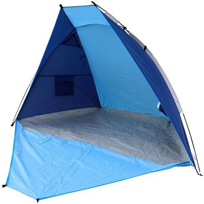JUNELILY Blue Medium Beach Tent Sun Shelter for 2-3 Person Summer Vacation | Easy Setup Outdoors Canopy Cabana with Carry Bag Travel Family Weekend Holiday