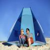 JUNELILY Blue Medium Beach Tent Sun Shelter for 2-3 Person Summer Vacation | Easy Setup Outdoors Canopy Cabana with Carry Bag Travel Family Weekend Holiday view 3
