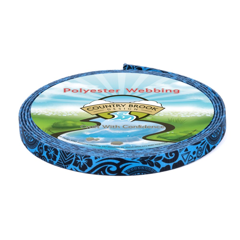 Country Brook Design - Blue Polynesian Polyester Webbing (5/8 Inch, 20 Yards)