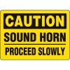 The Sign Studio  Caution Sound Horn Proceed Slowly  10" x 7" - PVC-Commercial Grade 1/8" Plastic. view 1