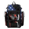 Boombah Catchers Superpack Bat Bag - 23-1/2" x 13-1/2" x 9-1/2" - USA Black Ops Black/Royal Blue/Red - Holds 4 Bats - Backpack Version (no Wheels) view 1