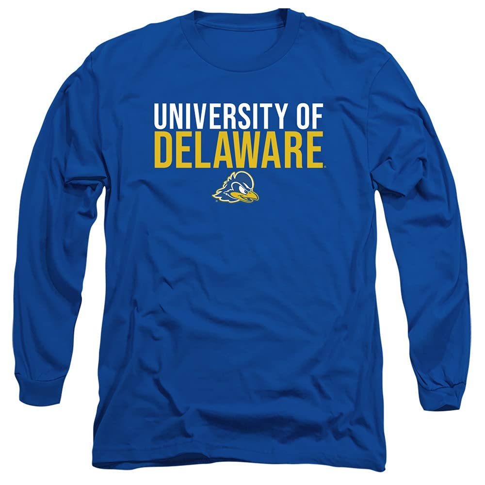 University of Delaware Official Stacked Unisex Adult Long-Sleeve T Shirt,Royal Blue, 3X-Large