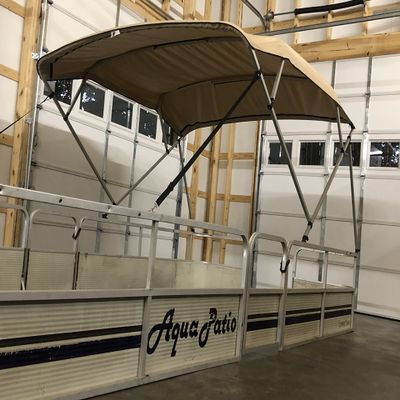 Complete Beige Pontoon Boat Square Tube Bimini Top Kit 10'x8' by Cypress Rowe Outfitters: Ideal Shade Bimini Canvas, Frame, Hardware for Years of Durable, Lasting, and Reliable Shade